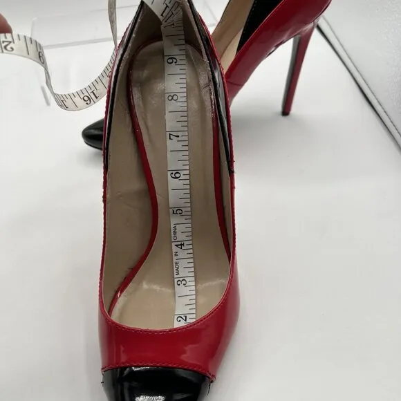 Pleaser Womens 9 Colorblock Red Black Patent Leather High Heels Stiletto Shoes