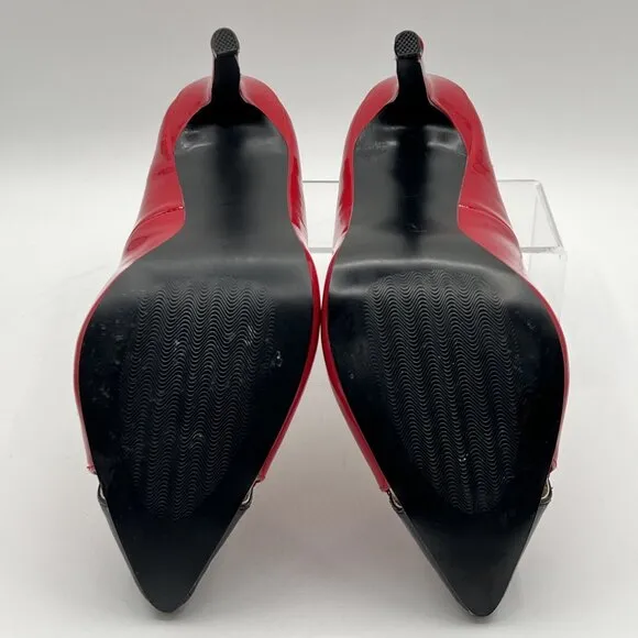 Pleaser Womens 9 Colorblock Red Black Patent Leather High Heels Stiletto Shoes