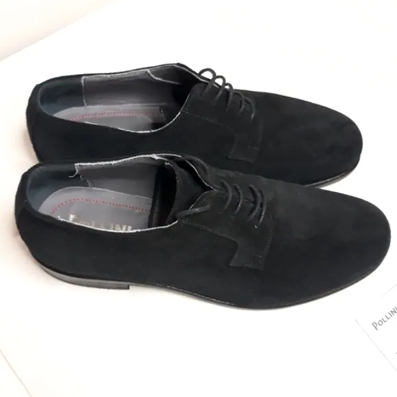 Pollini Men's  Black Suede Leather Derbies Size 10