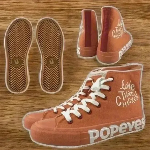 POPEYE'S CHICKEN CAJUN KICKS ORANGE SHOES WOMEN'S SZ 7 VERY RARE EXCELLENT PAIR