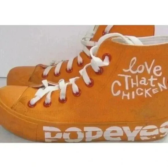 POPEYE'S CHICKEN CAJUN KICKS ORANGE SHOES WOMEN'S SZ 7 VERY RARE EXCELLENT PAIR