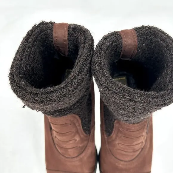 Poppies Granny Victorian Steampunk Low Heel Boots Brown Knit Suede Boots Sz 6.5