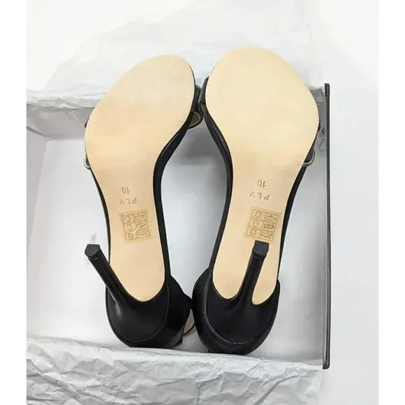 Pour La Victoire Women's Elanna Black Leather Heel Size 10 M (MSRP $225)