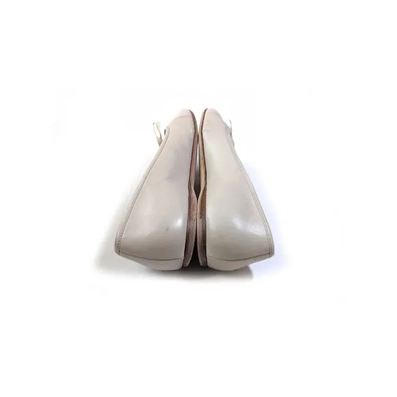 Prada 39 Flats Beige Leather Bow Ballet Shoes Womens Size 8.5