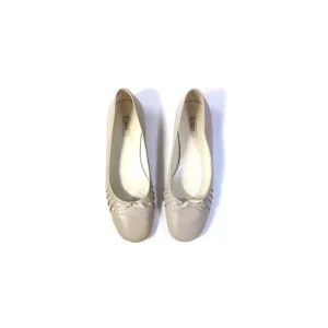 Prada 39 Flats Beige Leather Bow Ballet Shoes Womens Size 8.5