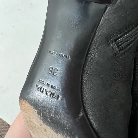 Prada Black Kitten Heel Boots Vintage Y2K 36