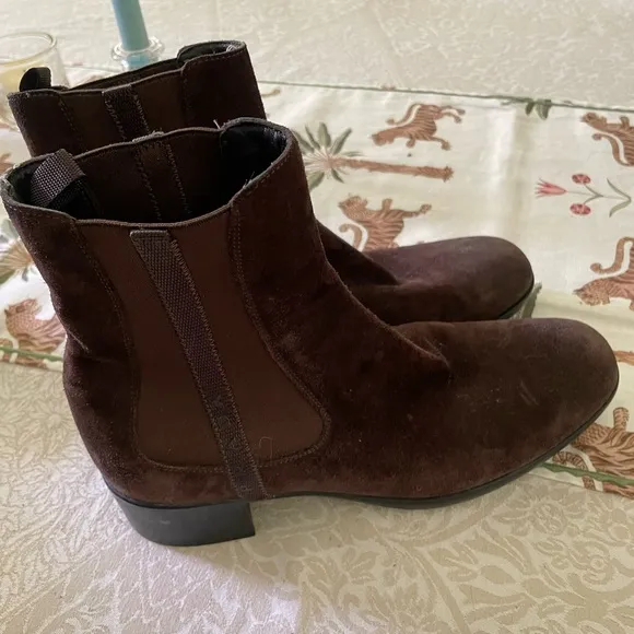 Prada brown suede ankle boots