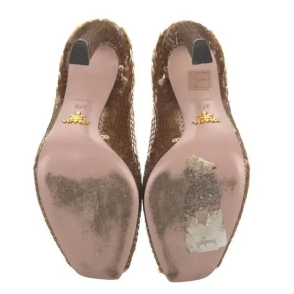 Prada Gold Ombre Sequin Peep Toe Pumps - WORN ONCE!