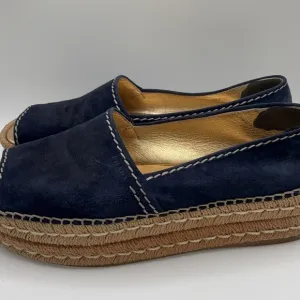 Prada peep toe navy blue suede 31121 Espadrille Women Shoes - size 40