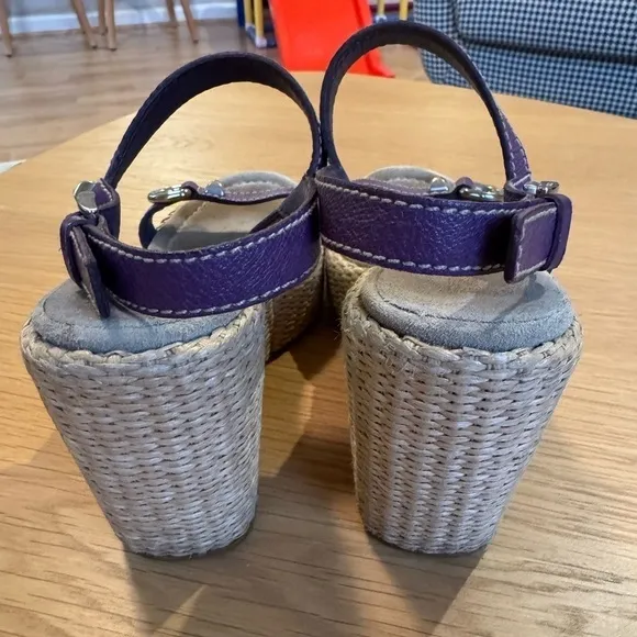 PRADA Purple Studded Accent Leather Espadrille Platform Sandals Size 36.5 VGUC