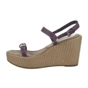 PRADA Purple Studded Accent Leather Espadrille Platform Sandals Size 36.5 VGUC