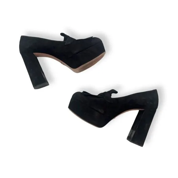 Prada Suede fringe block heels shoes size 38.5