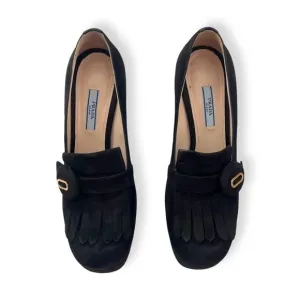Prada Suede fringe block heels shoes size 38.5