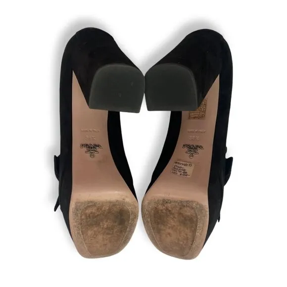 Prada Suede fringe block heels shoes size 38.5