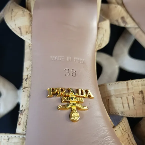 PRADA Tan Cork Stiletto Heel sz 8 US Euro 38
