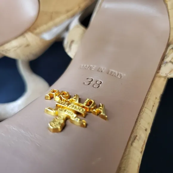 PRADA Tan Cork Stiletto Heel sz 8 US Euro 38