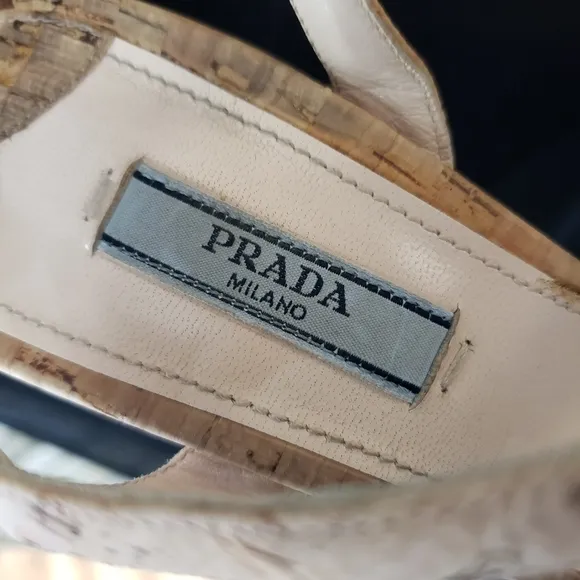PRADA Tan Cork Stiletto Heel sz 8 US Euro 38