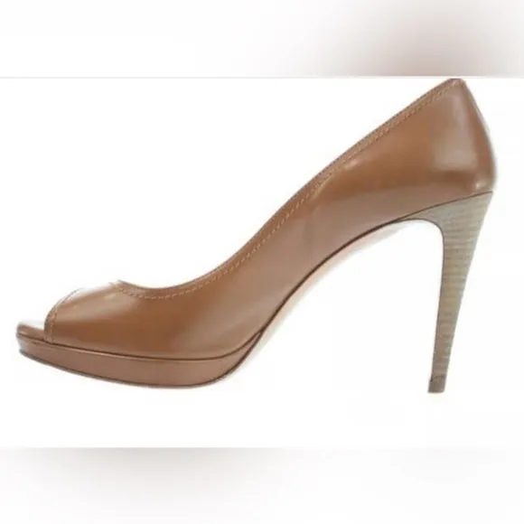 Prada tan peep toe shoes