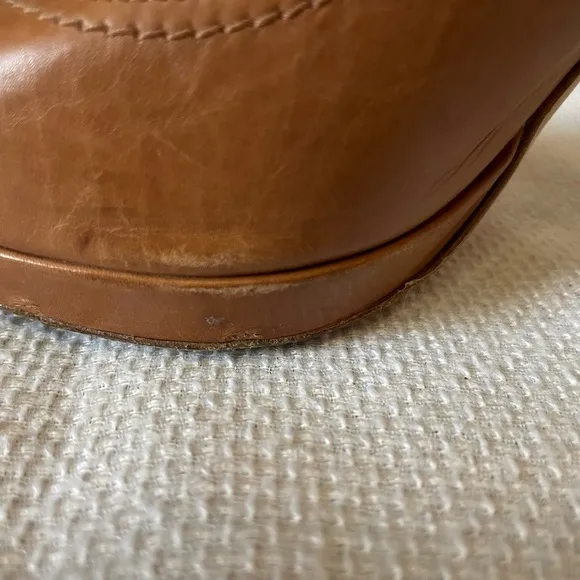 Prada tan peep toe shoes