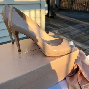 Prada Vernice Basic Nude Peep toe heels size 36