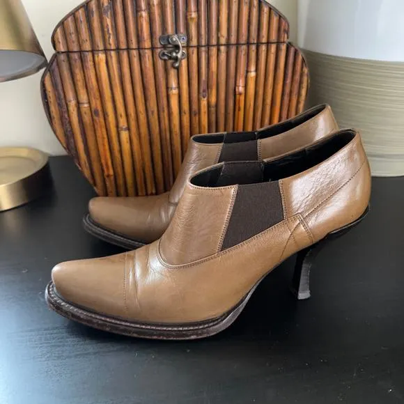 PRADA Vintage Kitten Heel Low Boots Brown Leather Y2K