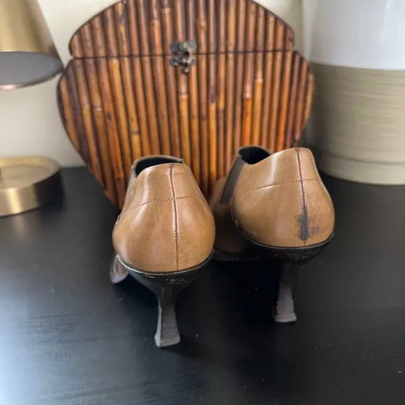PRADA Vintage Kitten Heel Low Boots Brown Leather Y2K