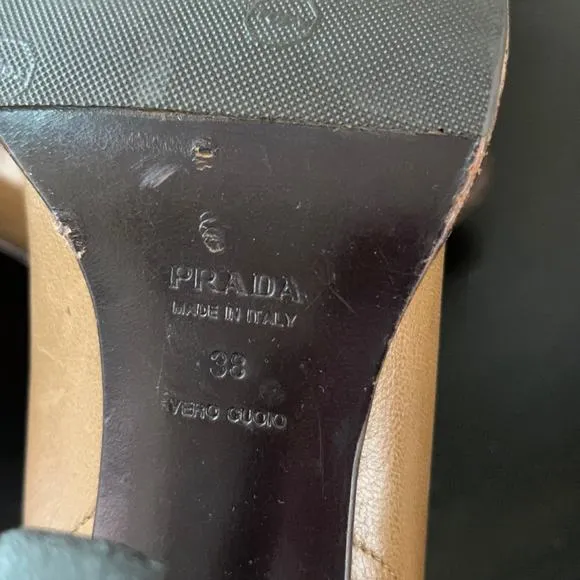 PRADA Vintage Kitten Heel Low Boots Brown Leather Y2K