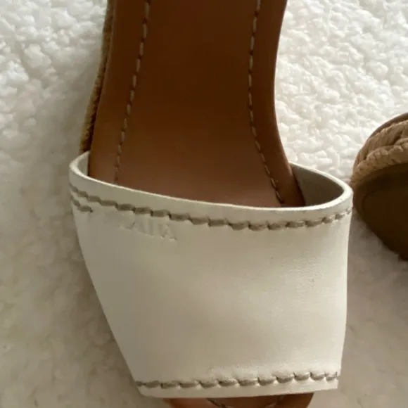 Prada White Leather Espadrille Wedge Ankle Strap Sandals Size 7