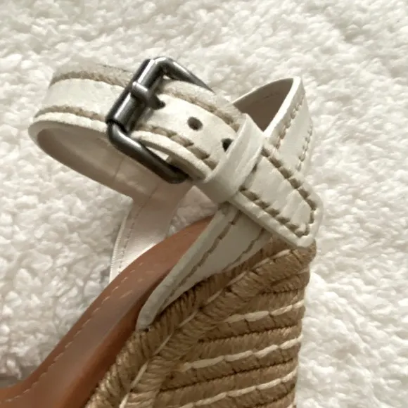 Prada White Leather Espadrille Wedge Ankle Strap Sandals Size 7