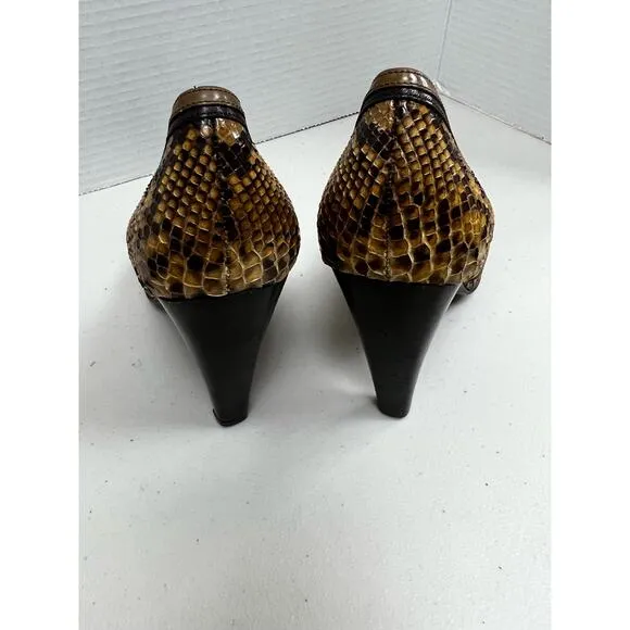 Prada Womens Snakeskin Leather Stiletto High Heels Buckle Shoes Size 6.5