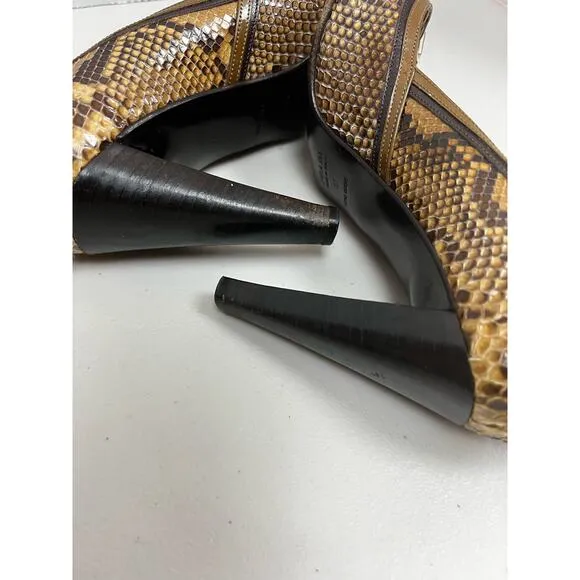 Prada Womens Snakeskin Leather Stiletto High Heels Buckle Shoes Size 6.5