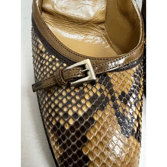 Prada Womens Snakeskin Leather Stiletto High Heels Buckle Shoes Size 6.5