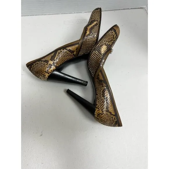 Prada Womens Snakeskin Leather Stiletto High Heels Buckle Shoes Size 6.5