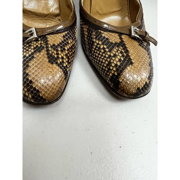 Prada Womens Snakeskin Leather Stiletto High Heels Buckle Shoes Size 6.5