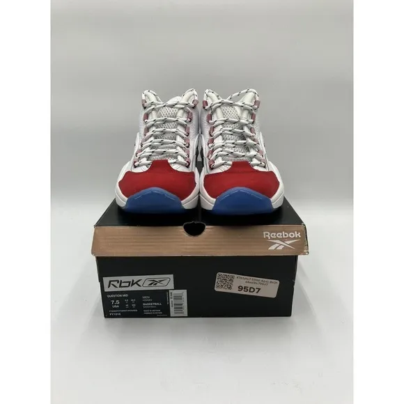 PRE-OWNED Reebok Question Mid Men's Basketball Shoes White US Size 7.5 FY1018
