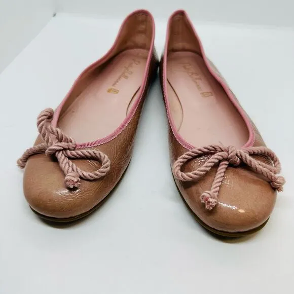 Pretty Ballerinas Patent Pink Leather Ballet Flats Size US 6