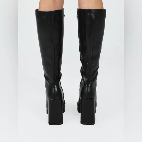 Princess Polly Vega leather square toe platform boots nwot