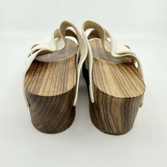 Proenza Schouler 7 White Leather Wood Platform Slide Sandals Women 37 Italy Clog