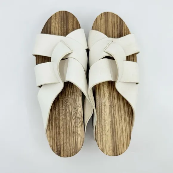 Proenza Schouler 7 White Leather Wood Platform Slide Sandals Women 37 Italy Clog