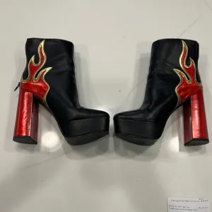 Public Desire Black and Red Flame Platform Boots