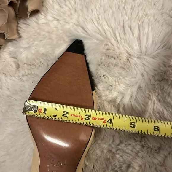 Pura Lopez Color Block Cream Black Two-tone Sling Back Stiletto Heel Shoes 39.5