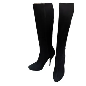 Pura Lopez Womens Platform Stiletto Knee High Boots Black Suede Size 38.5