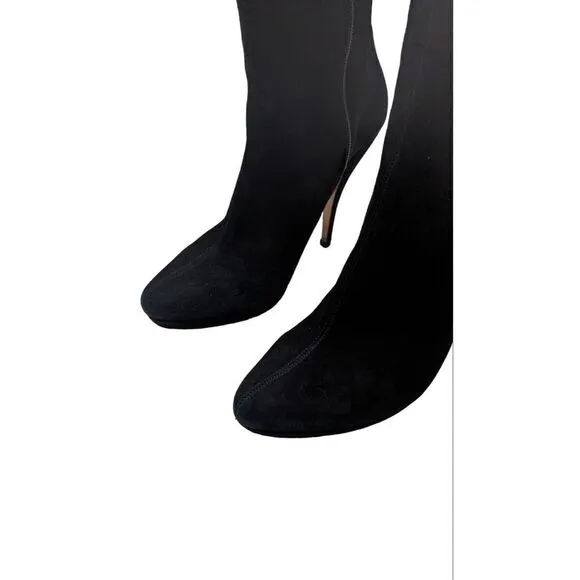 Pura Lopez Womens Platform Stiletto Knee High Boots Black Suede Size 38.5