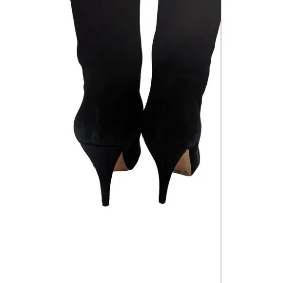 Pura Lopez Womens Platform Stiletto Knee High Boots Black Suede Size 38.5
