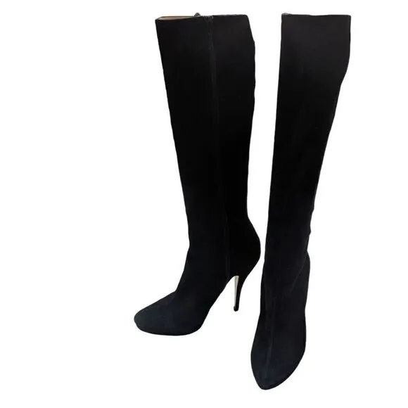 Pura Lopez Womens Platform Stiletto Knee High Boots Black Suede Size 38.5