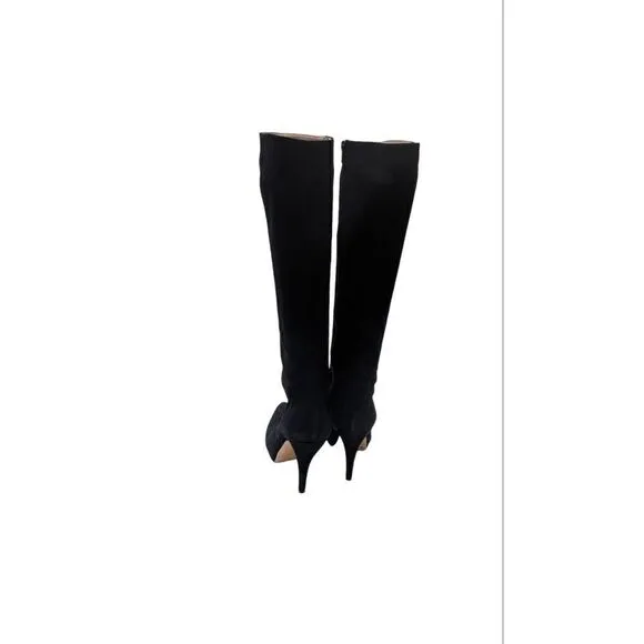 Pura Lopez Womens Platform Stiletto Knee High Boots Black Suede Size 38.5