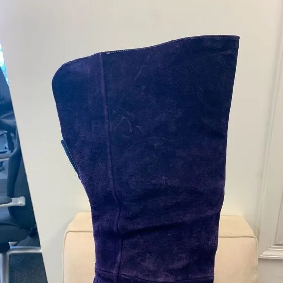 Purple Suede  Fold Over Flat Boots sz 6 New