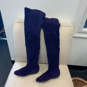 Purple Suede  Fold Over Flat Boots sz 6 New