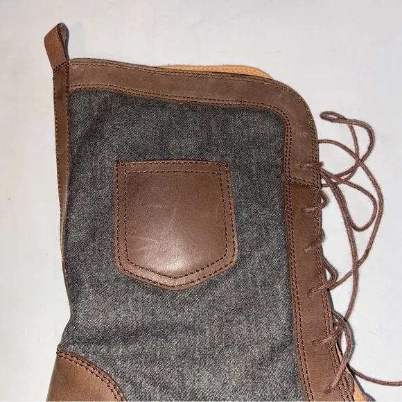 Rachel Comey Boots Womens Size 10 Platform Heels Leather Wool Patch Lace up