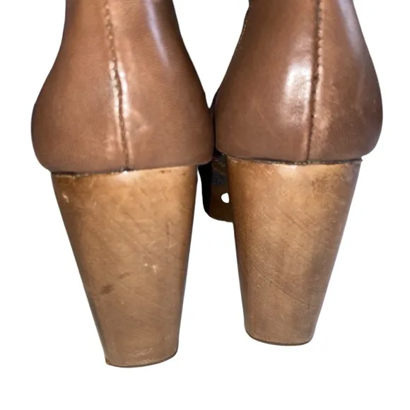 Rachel Comey Boots Womens Size 10 Platform Heels Leather Wool Patch Lace up